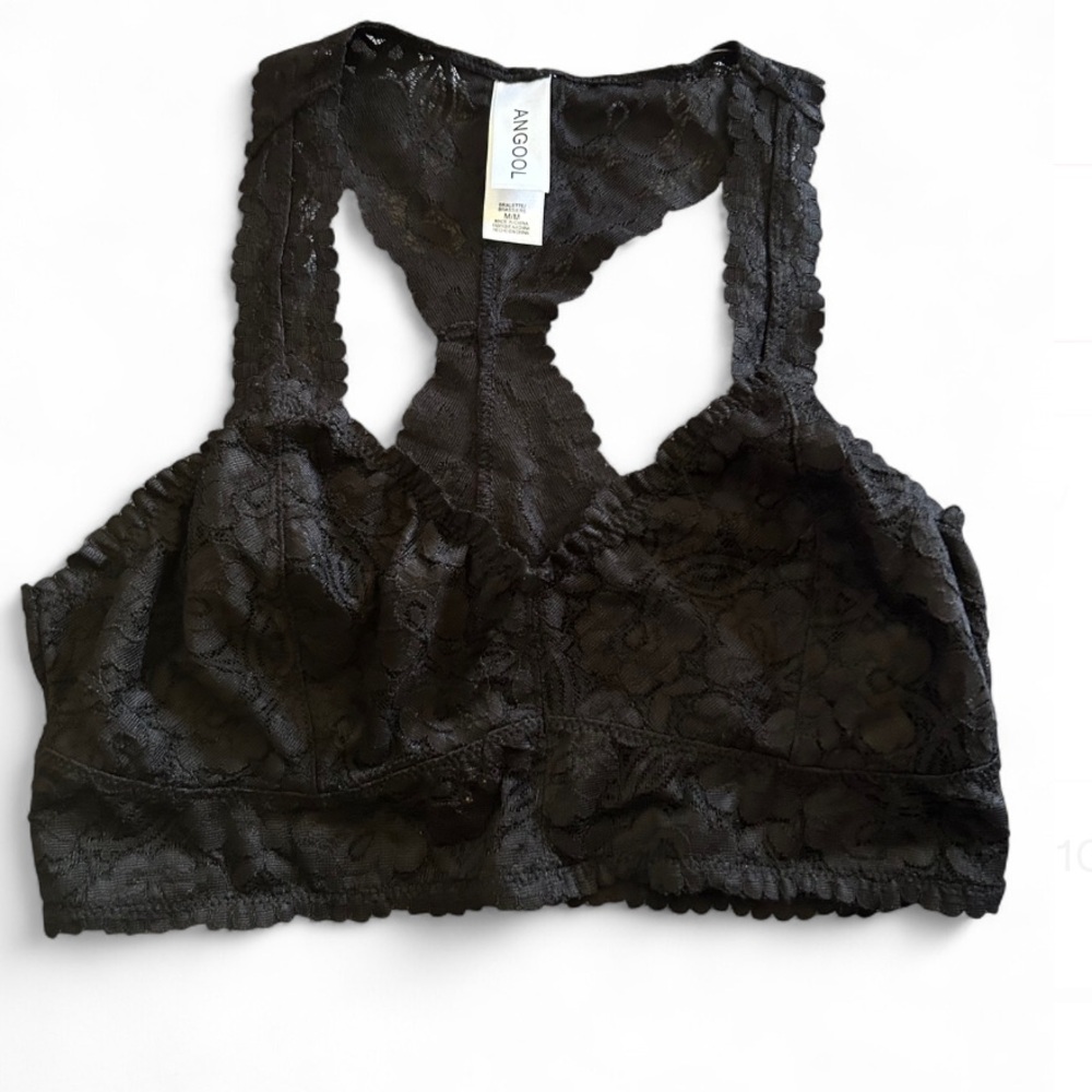 Black Lace Bralette Angool Bra